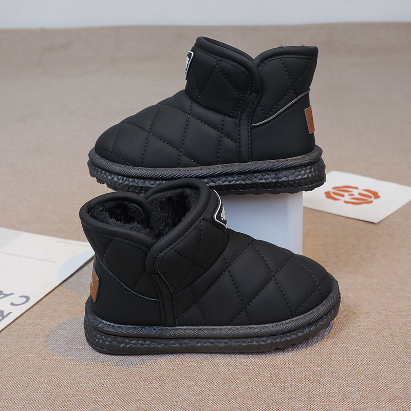 Children's girls' shoes, warm 2024 winter new snow boots, medium and large children's plush thick cotton short boots_voghion.com