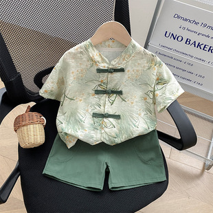 2024 New Children's Summer Hanfu Ancient Style Handsome New Chinese Style Boy National Style Magnolia Half Sleeve suit