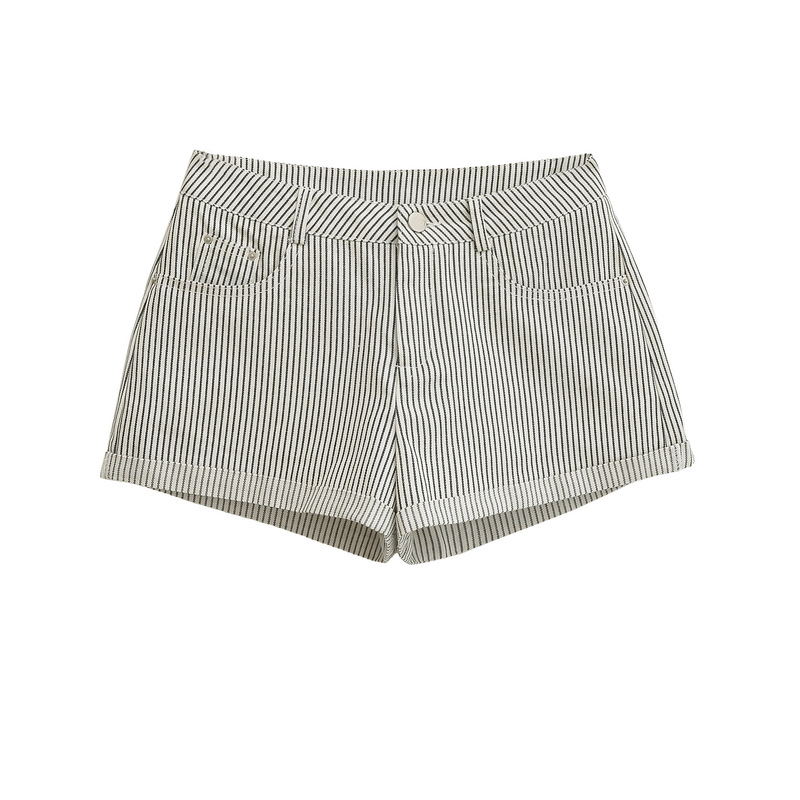 Pinstripes A-Line Playful and Cute Casual Shorts Women's Summer Mid-Low Waist Slimming Look Comfortable Loose Straight Hot Pants