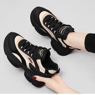 Ins K-Style New High-Top Dad Shoes for Women 2025 Autum Student Running Sports Thick Soles Increased Casual Ep907