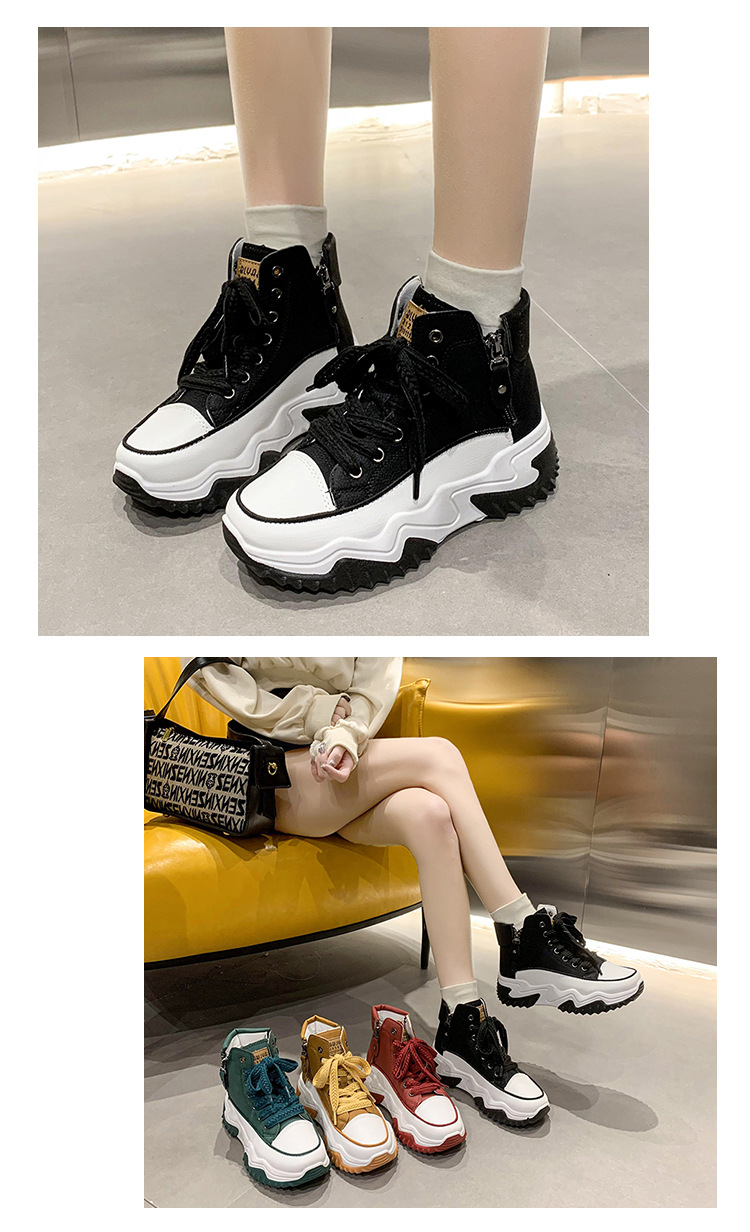 Korean style new dad shoes for women Women Sneakers Thick bottom front lace up sneakers for women Height increasing shoes for women_desvips.com