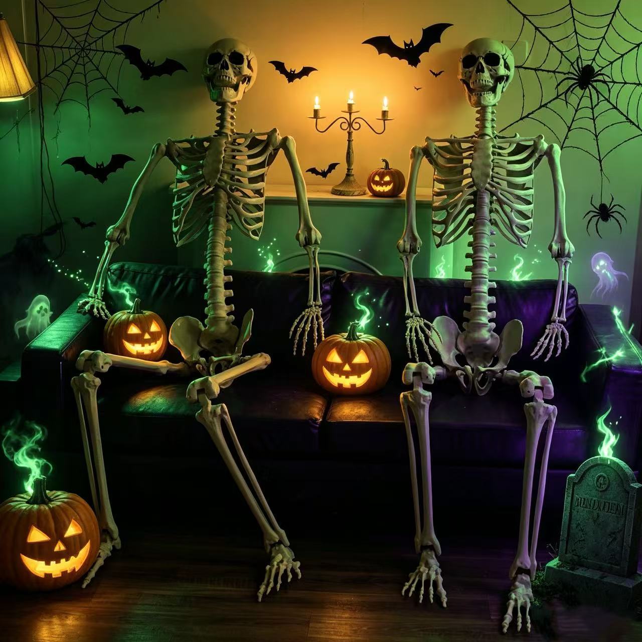 Nuevo esqueleto transfronterizo de 240 cm para Halloween, decoración colgante desmontable, suministro directo de fábrica de Amazon.