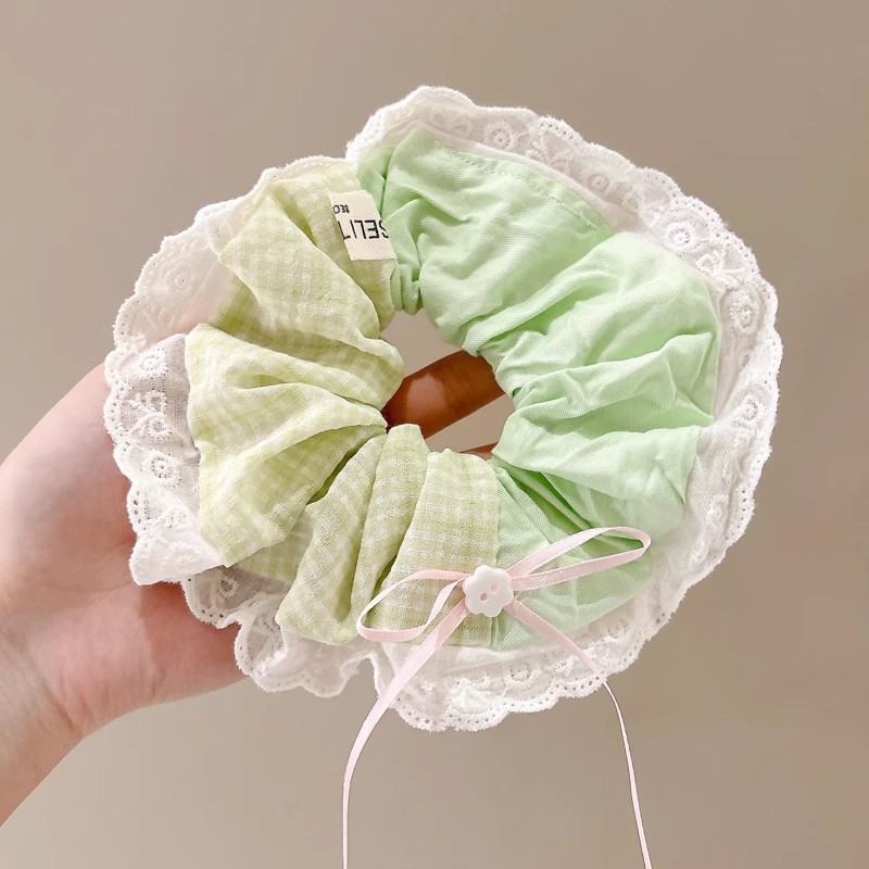 Corbata de pelo de intestino de lunares de crema grande coreana, gomas de goma de cola de caballo suaves para mujer, accesorios para el cabello de bola, accesorios para el cabello, cuerda para la cabeza