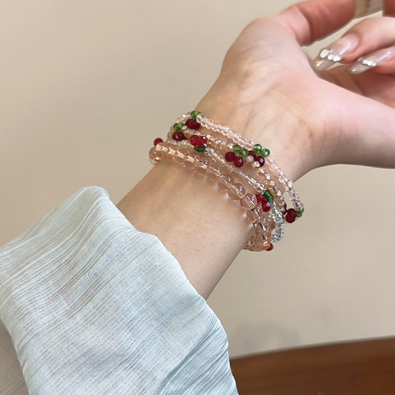 Cute Sweet Cherry Artificial Crystal Seed Bead Beaded Chain Beaded Bracelets Wholesale display picture 4