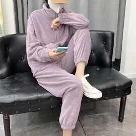 睡衣女新款2025款年轻漂亮珊瑚绒秋冬季两件套法兰绒家居服可外穿
