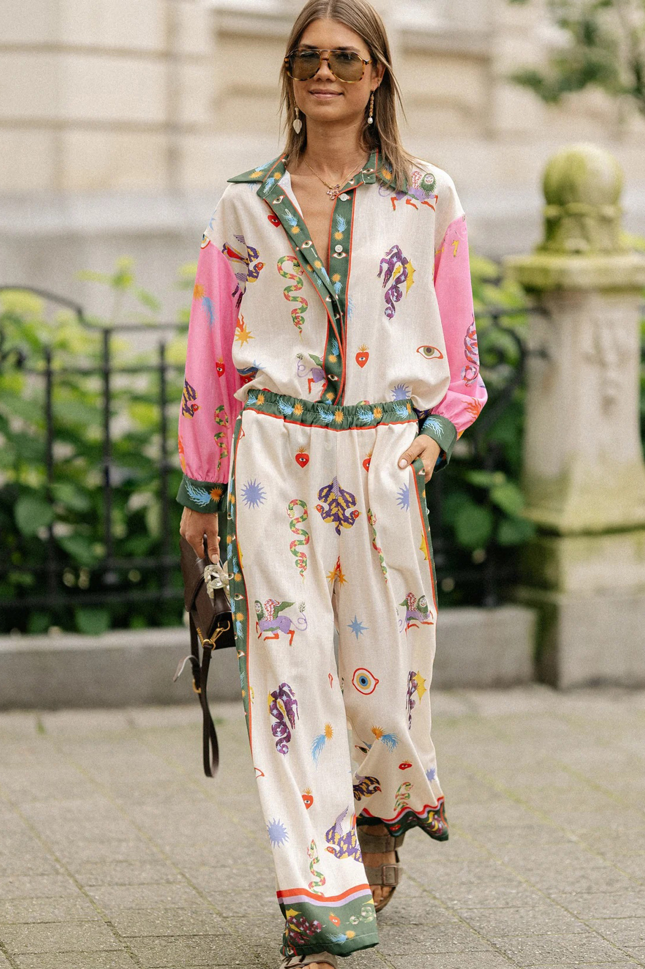 2 Pieces Set Quantity Holiday Women's Casual Vacation Animal Abstract Polyester Printing Pocket Pant Co-ord Set Pants Sets