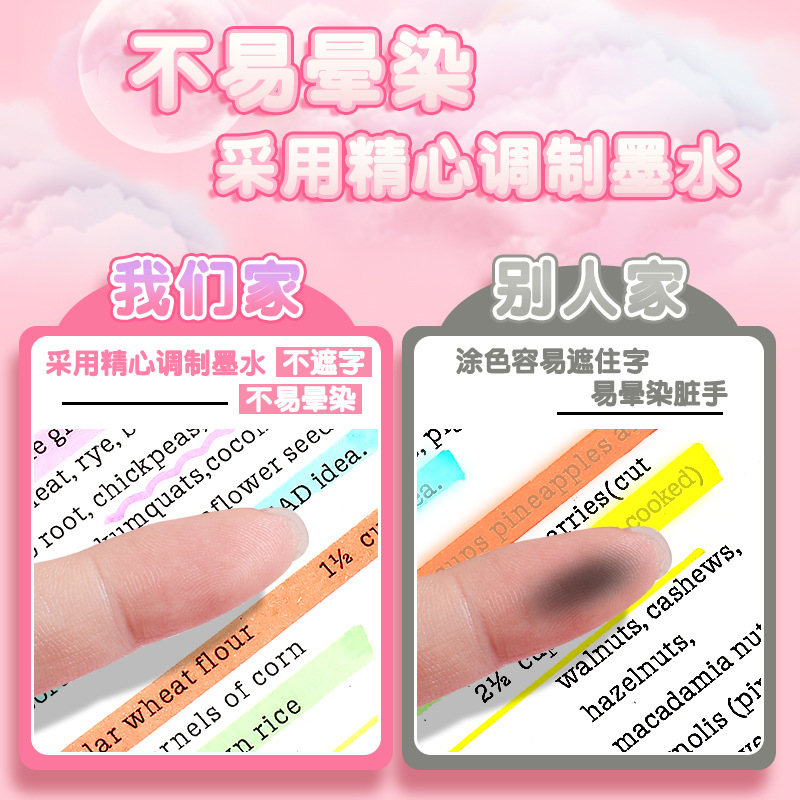 Macaron Highlighter Large Capacity Marking Pen Special for Students to Mark Key Marking Pen to Take Notes Color Pen Marking