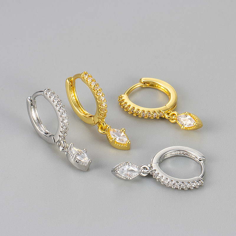 Cross-border European and American New Women's Commuter Fashion Simple Horse Eye Diamond Earrings Light Luxury High-end Ear Ring Ear Buckle Earrings