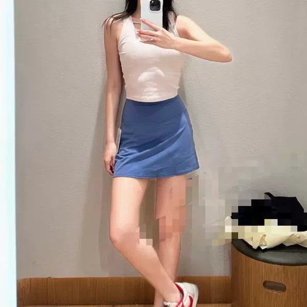 Lulu's New Outdoor Sports Tennis Skirt, Anti-Exposure, Quick-Drying Fitness Skirt, Yoga Sports Short Skirt
