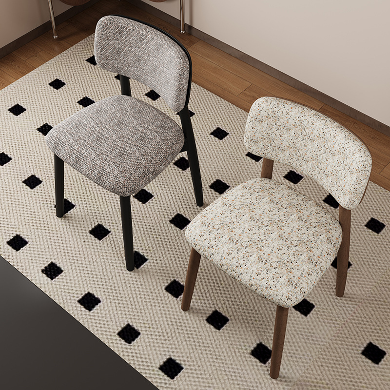 Silla de comedor de madera maciza, cuero de microfibra, restaurante doméstico, silla trasera de tela de algodón y lino, mesa y silla de comedor de hotel, taburete, silla duradera