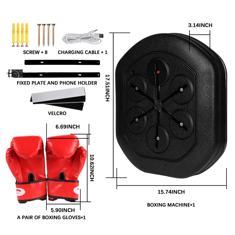 Máquina de boxeo de música inteligente equipo de entrenamiento práctica de boxeo vertical máquina de destino de pared niños adultos reacción objetivo de boxeo