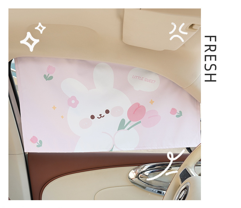 Blue Rain Creative Car Curtain Embedded Track Car Sunshade Cartoon Rabbit Car Sunshade Curtain Side Curtain