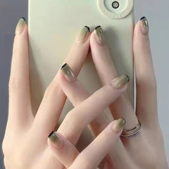 Wearable Short French Gradation Cute Girl INS Style False Nail Sticker Sheets, White Highlighting, Wholesale 24 Pieces