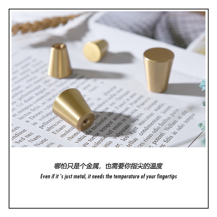 純銅新中式錐形拉手實心單孔衣櫃門家具五金銅拉手櫥櫃抽屜門把手