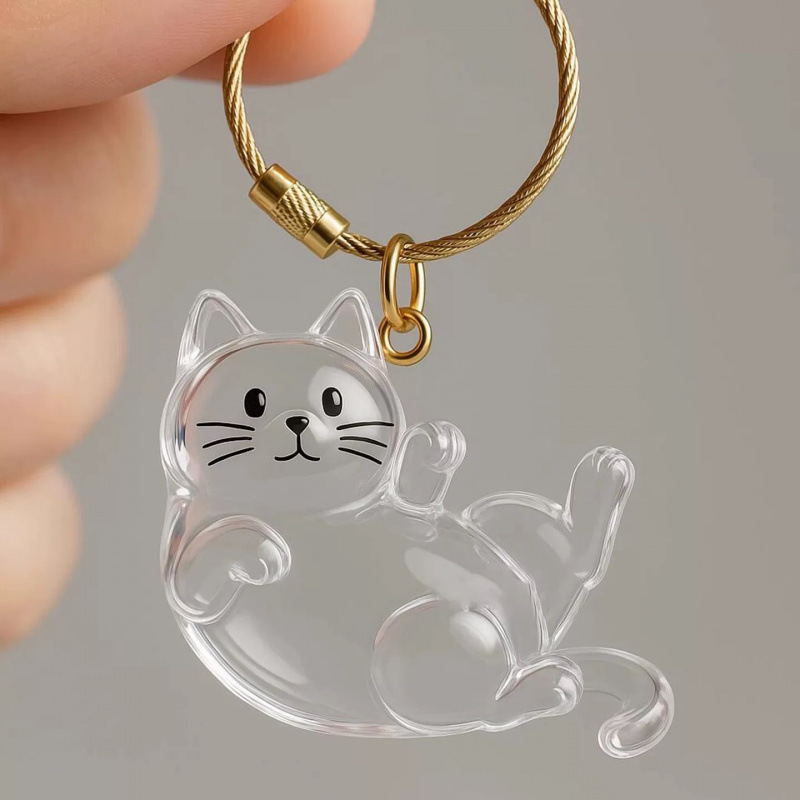 新品透明猫毛钥匙扣挂件纪念收纳盒饰扭蛋猫咪跨境毛发存放胶囊包|undefined