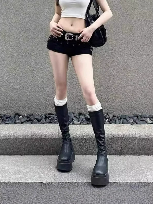 Джинсовая юбка, шорты, летняя sexy поясная сумка, дизайнерские брюки, американский стиль, акцент на бёдрах
