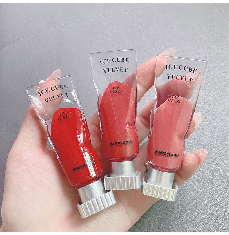 kakashow ice cube velvet Lip gloss matte finish Red Lip gloss transparent pigment whitens and is not easy to stick to the lip mud undefined