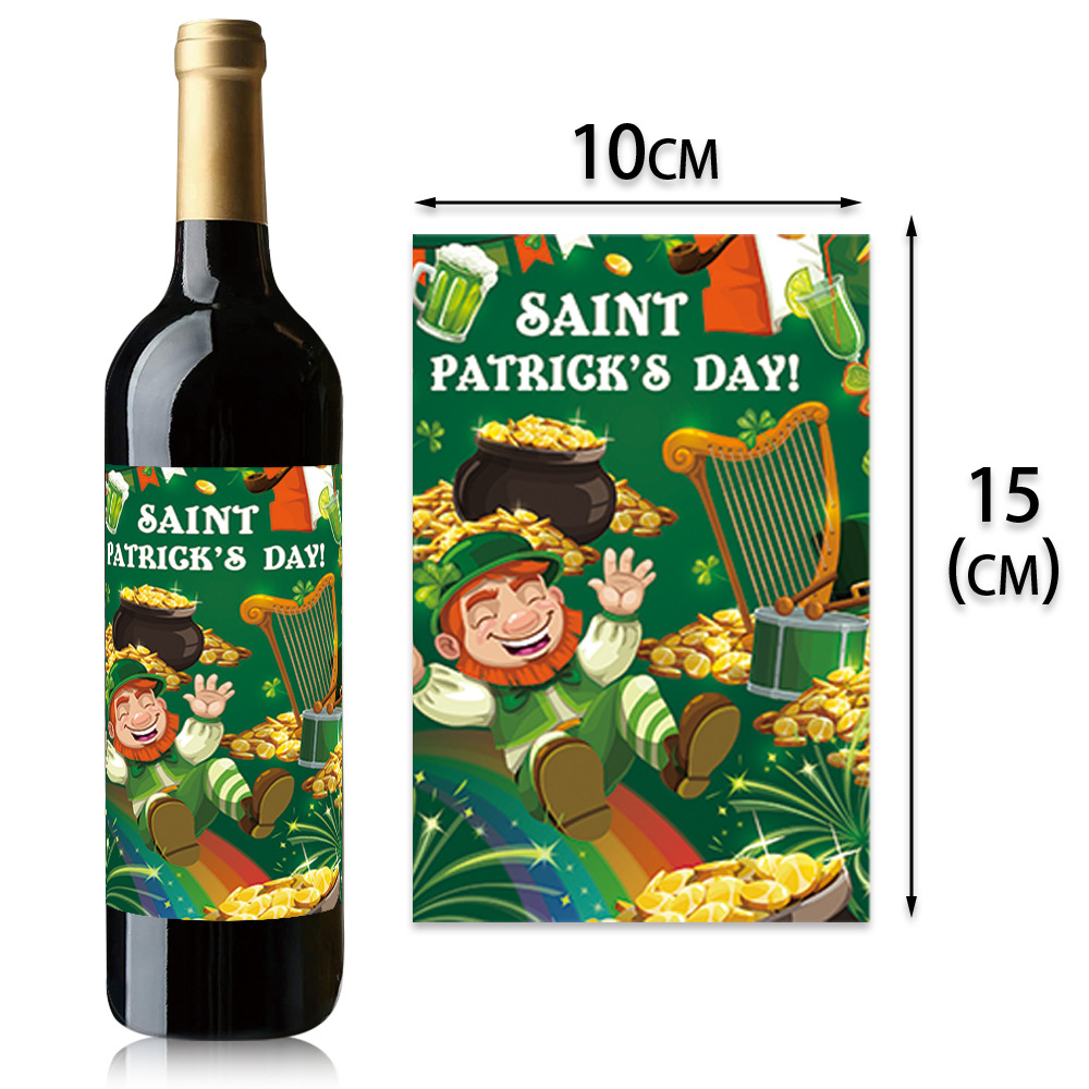 Nuevos productos transfronterizos del día de fiesta irlandés decoración de fiesta del día de San Patricio botella de bebida pegatinas adhesivas