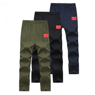 Tactical Sports Pants Men's Pants Summer Ice Silk Embroidered Pants Loose Straight Quick-drying Pants Men's Casual Party Activities