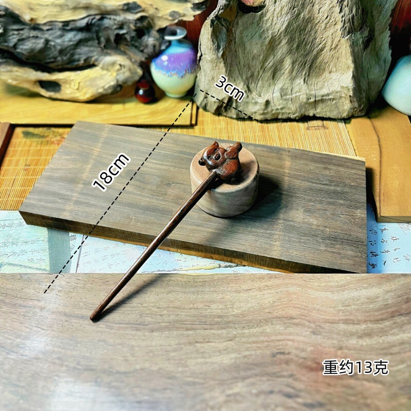 新中式金丝檀发簪木制品雕刻簪子汉服头饰古风挽发木簪高级盘发钗|undefined