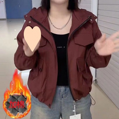 夹棉加厚冲锋衣外套女2024秋冬小个子休闲百搭高级感夹克短外套潮