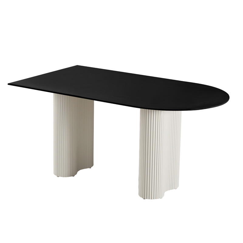 Mesa de comedor moderna y simple de tabla de roca casera estilo medieval nueva mesa de comedor casera hermosa mesa de piernas de maní