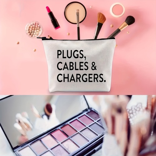 Factory goods storage bag, coin purse PLUGSCABLES & CHARGERS. Canvas travel bag, makeup bag