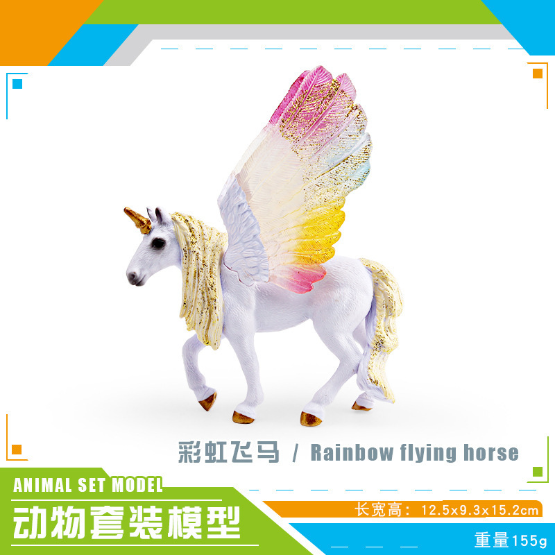 Juguete de plástico sólido de unicornio y Pegaso de tamaño mediano, modelo de simulación de cuento de hadas mítico, ideal para la venta transfronteriza en Amazon.