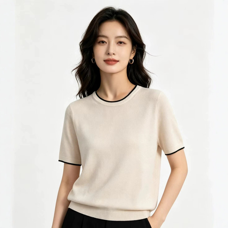 Xxwm6072 New Style Women's Round Neck Short-Sleeved T-Shirt, Skin-Friendly and Simple Base T-Shirt Xxwm6072 New Style Women's Round Neck Short-Sleeved T-Shirt, Skin-Friendly and Simple Base T-Shirt