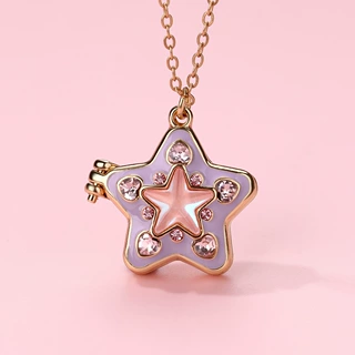 新品儿童星星吊坠项链女 开合五角星彩钻锁骨链海星项链