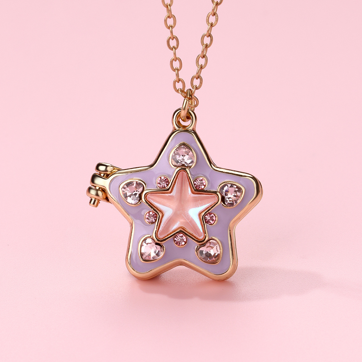Cross-border new children's star pendant necklace women's opening and closing five-pointed star colored diamond clavicle chain starfish necklace wholesale