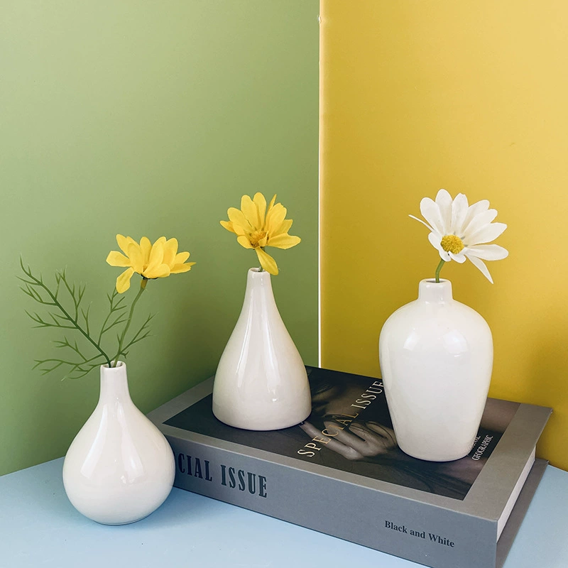 Белая керамическая Маленькая ваза сушеный цветок украшения для спальни украшения дома украшения вазы креативные цветочные композиции украшения