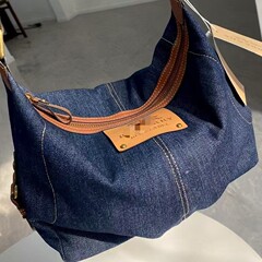 中古腋下包牛仔帆布包邮差大容量通勤轻便单肩休闲包慵懒风时尚