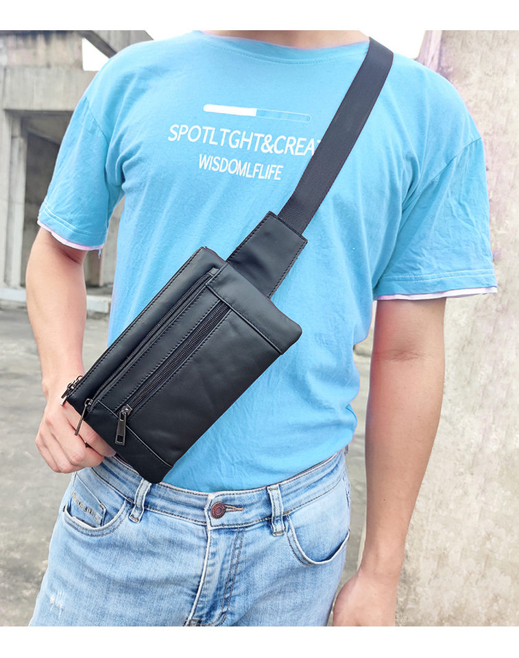 Túi đeo chéo nam da bò thật dạng túi ngực đa năng chống nước, đựng điện thoại 8 inch — 9012 Cà phê, 9012 màu đen, Cà phê, Màu nâu chi tiết 32