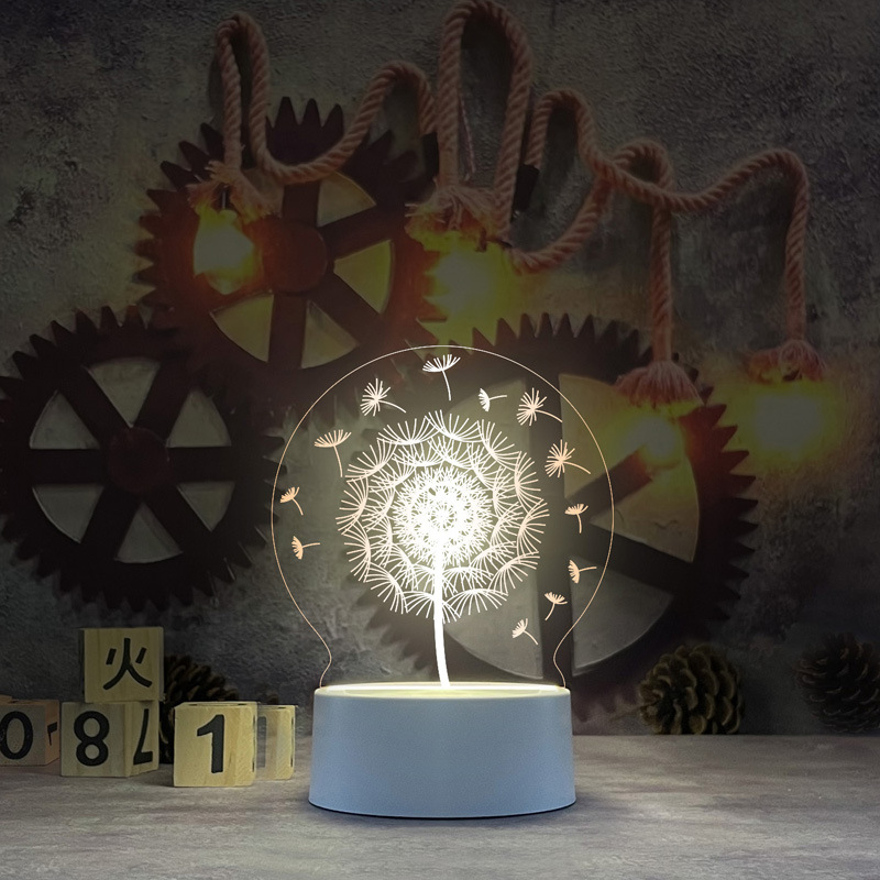 Nueva y única lámpara de noche 3D de acrílico, lámpara de escritorio USB, lámpara de noche para dormitorio, lámpara LED creativa, regalo de regreso a clases, Día del Trabajo