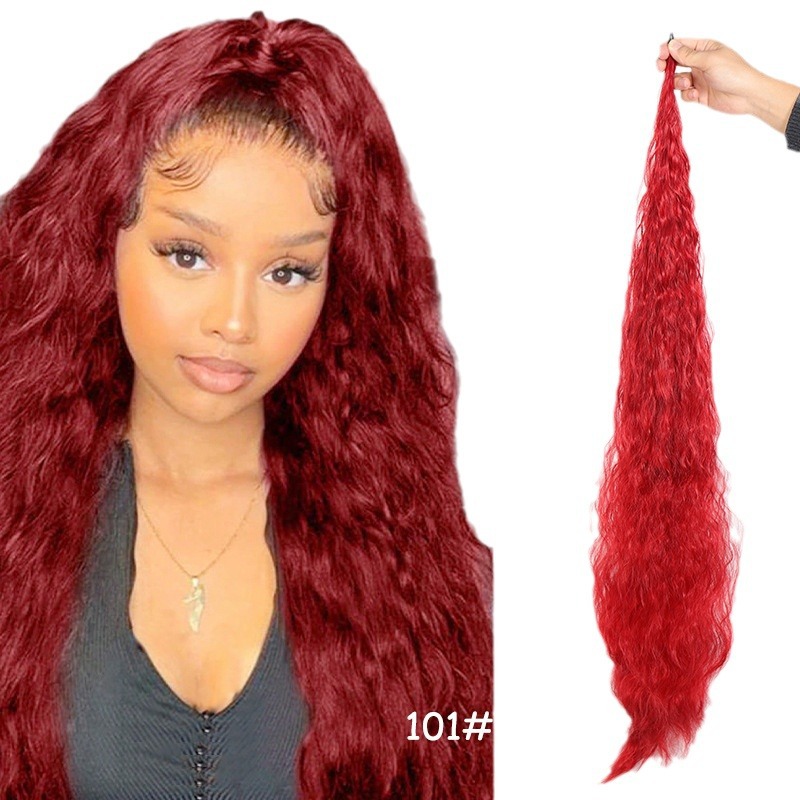 Unisex around wig ponytail chemical fiber fluffy magic wand ponytail corn silk extended version_voghion.com