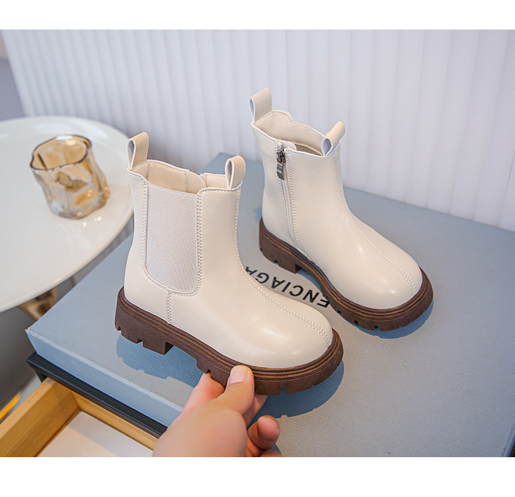 Children's Martin 2024 autumn and winter new item boys' short black soft soled leather British style girls' single boots_voghion.com