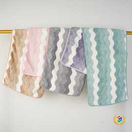 ✅向峰新款家用珊瑚绒浴巾加大加厚浴巾跨境宽条吸水水波纹毛巾批
