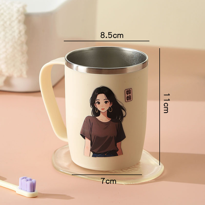 一家三口刷牙杯不锈钢不发霉洗漱杯漱口杯子家用四口牙缸便携手柄|undefined
