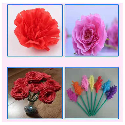 Manufacturer wholesale colorful crepe paper DIY paper flowers kindergarten handmade origami roses children's handmade materials