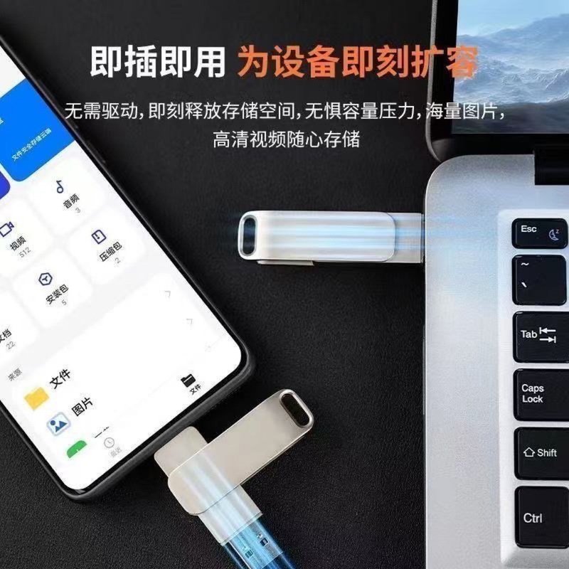 跨境2合1 USB闪存盘大容量128GB64G TYPE-C金属U盘旋转电脑手机|undefined