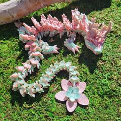 3Dプリント白ピンク桜龍玩具かわいい誕生日プレゼントデスクトップ装飾伝統中国龍関節可動