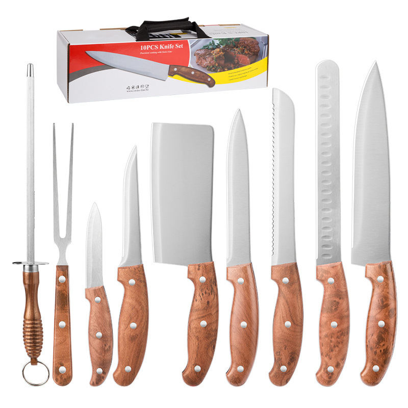 Y-A09 bolsa de tela con caja de color imitación de mango de madera 9 piezas