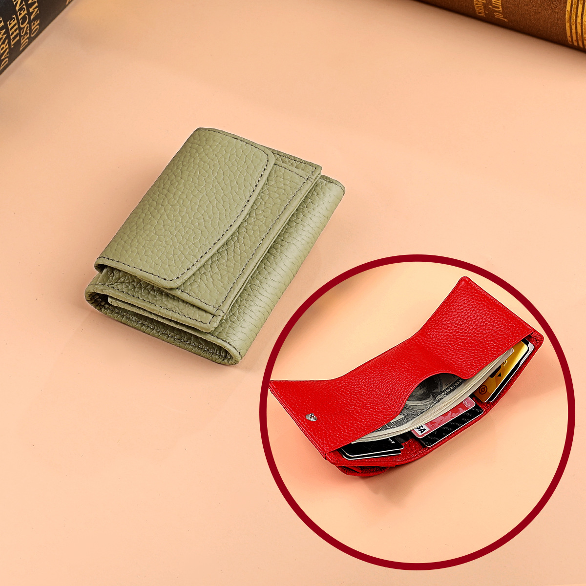 Minimalistische dames portemonnee van leer met kaarthouder_voghion.com