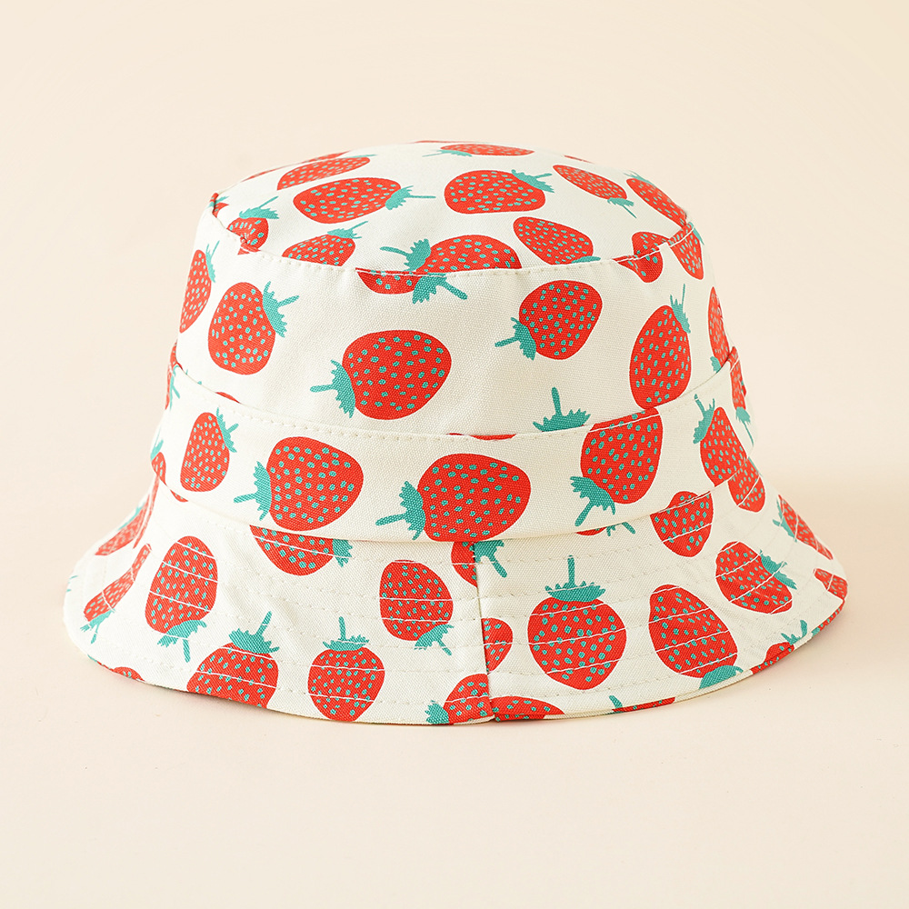 Sombrero para niños Sombrero de bebé a prueba de Sol de estilo coreano Sombrero de verano de niña delgada Fresa lindo sombrero de pescador a prueba de sol moda