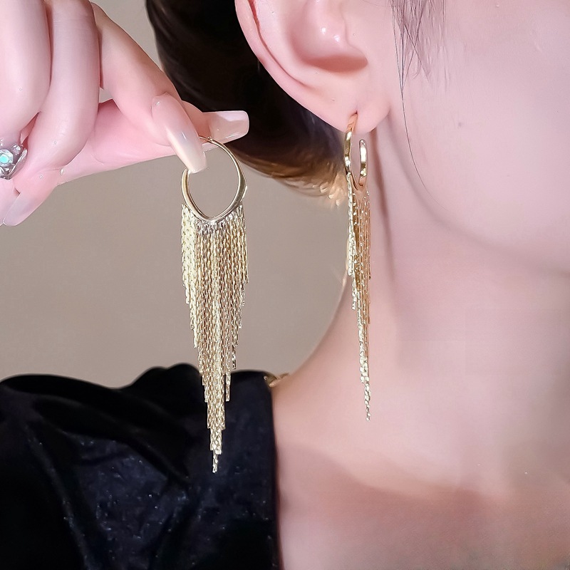 高级感气质个性复古金色流苏耳环轻奢冷淡风时尚百搭网红跨境耳饰