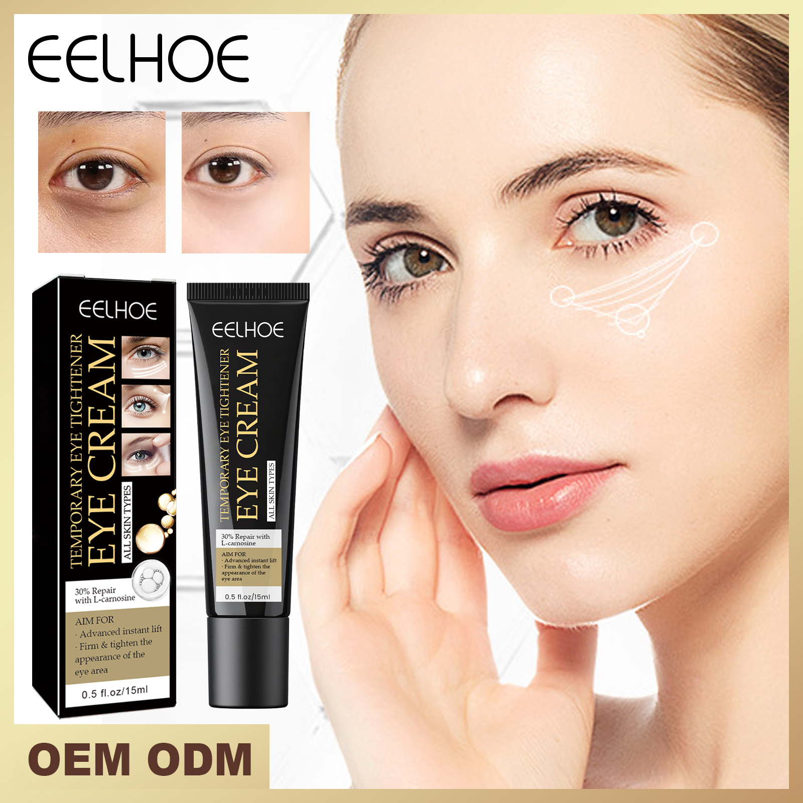 Eelhoe Eye Cream Skin Replenishes Dark Circles and Eye Bags Gentle Care Apply Massage Care Eye Cream