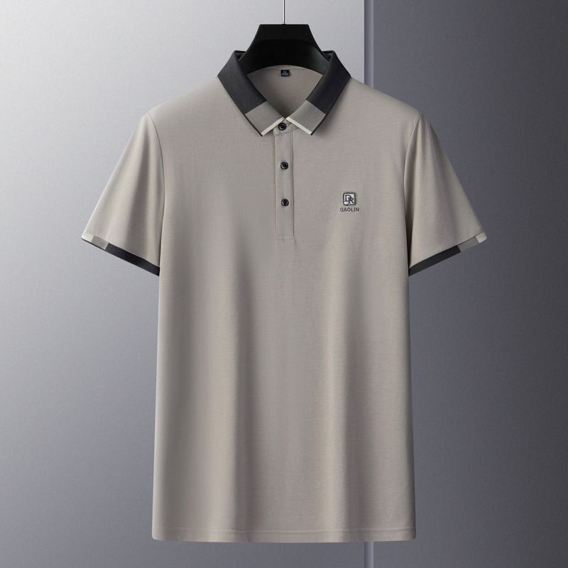Nuevo Polo guapo de los hombres de verano que cose la Camiseta de algodón mercerizado de los hombres de moda flojos cómodos guapos