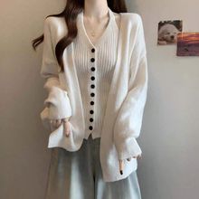 慵懒风加厚宽松毛衣外套套装女秋冬感针织吊带背心两件套上衣