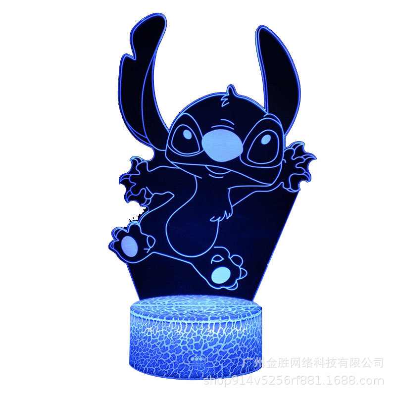 Stitch suministro transfronterizo 3D luz de la noche serie de dibujos animados creativo regalo del Día de San Valentín Lámpara decorativa dormitorio lámpara de mesa